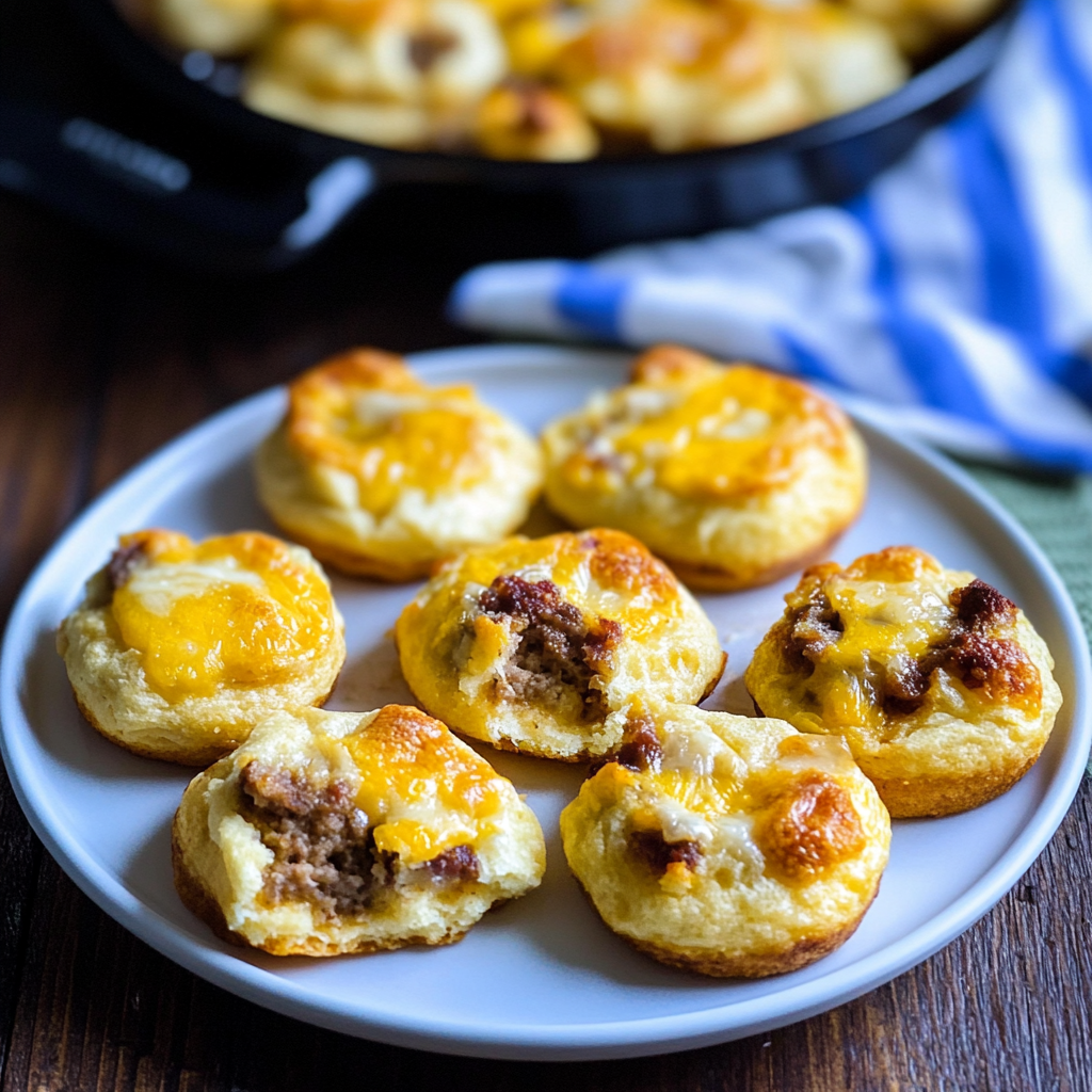 Recipe preparation for Holiday Sausage Cheddar Biscuit Cups