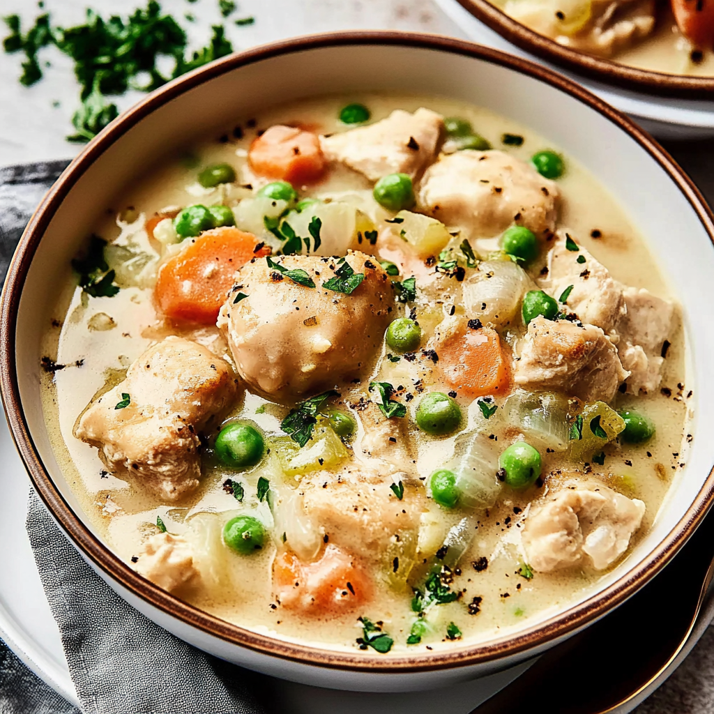 Recipe preparation for Creamy Garlic Chicken Stew