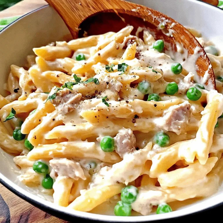 Creamy Garlic Butter Turkey Pasta with Peas Recipe Delight