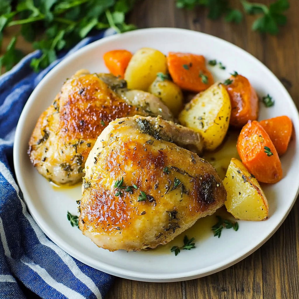 Recipe preparation for Roasted Carrot & Thyme Chicken