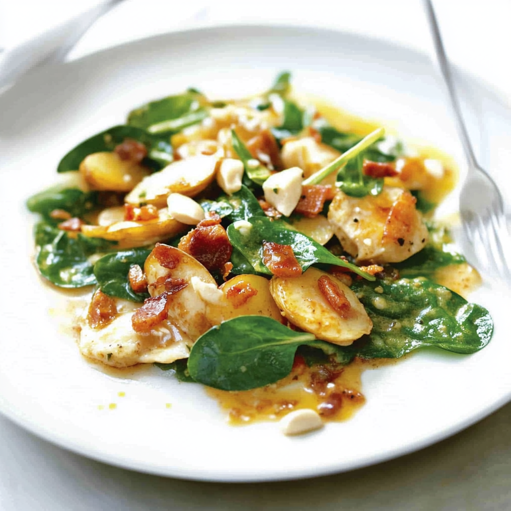 Recipe preparation for Warm Spinach Bacon Potato Skillet