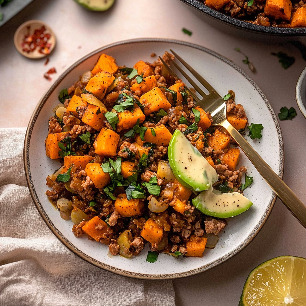 Recipe preparation for Herb Sweet Potato Turkey Hash