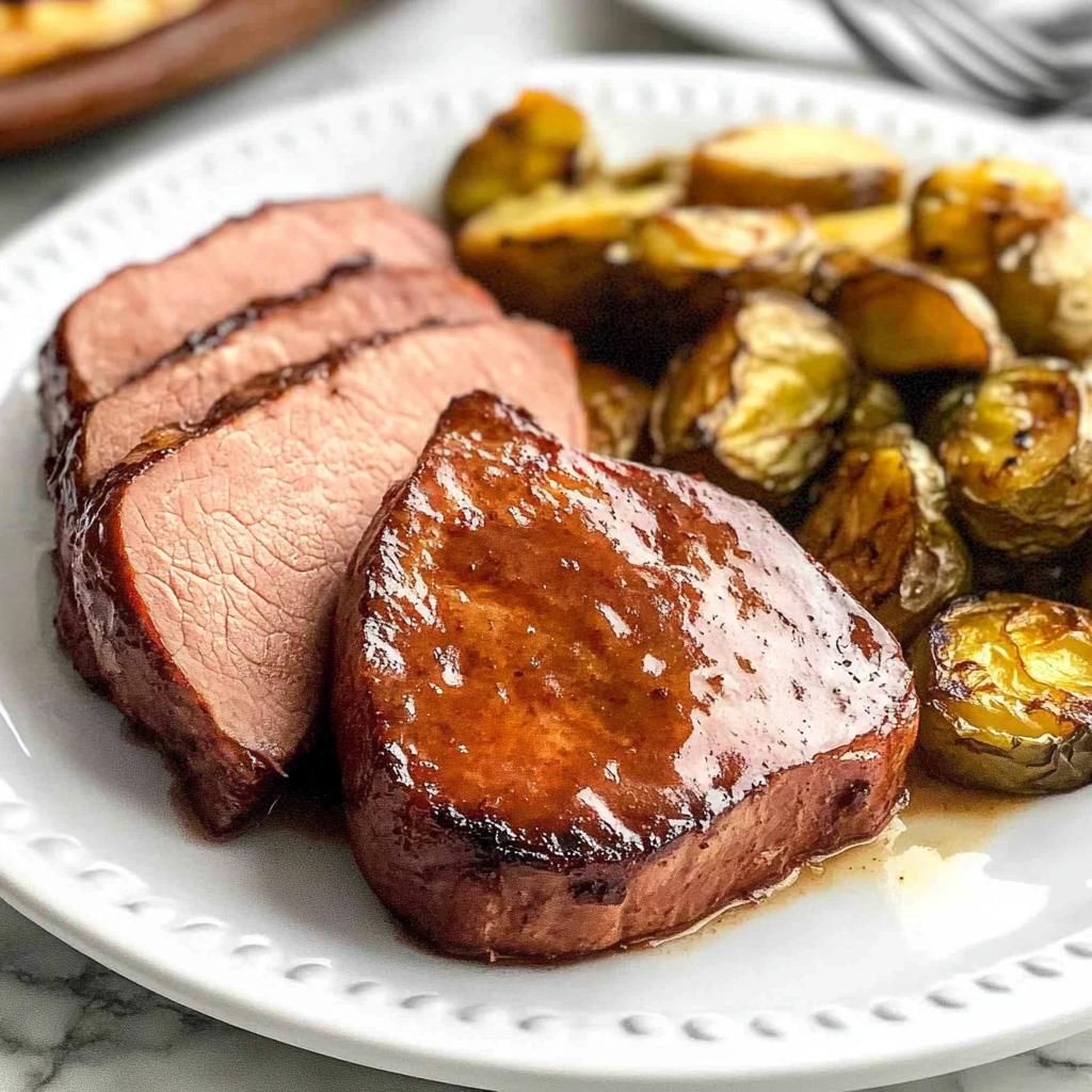 Recipe preparation for Brown Sugar Glazed Ham Steak