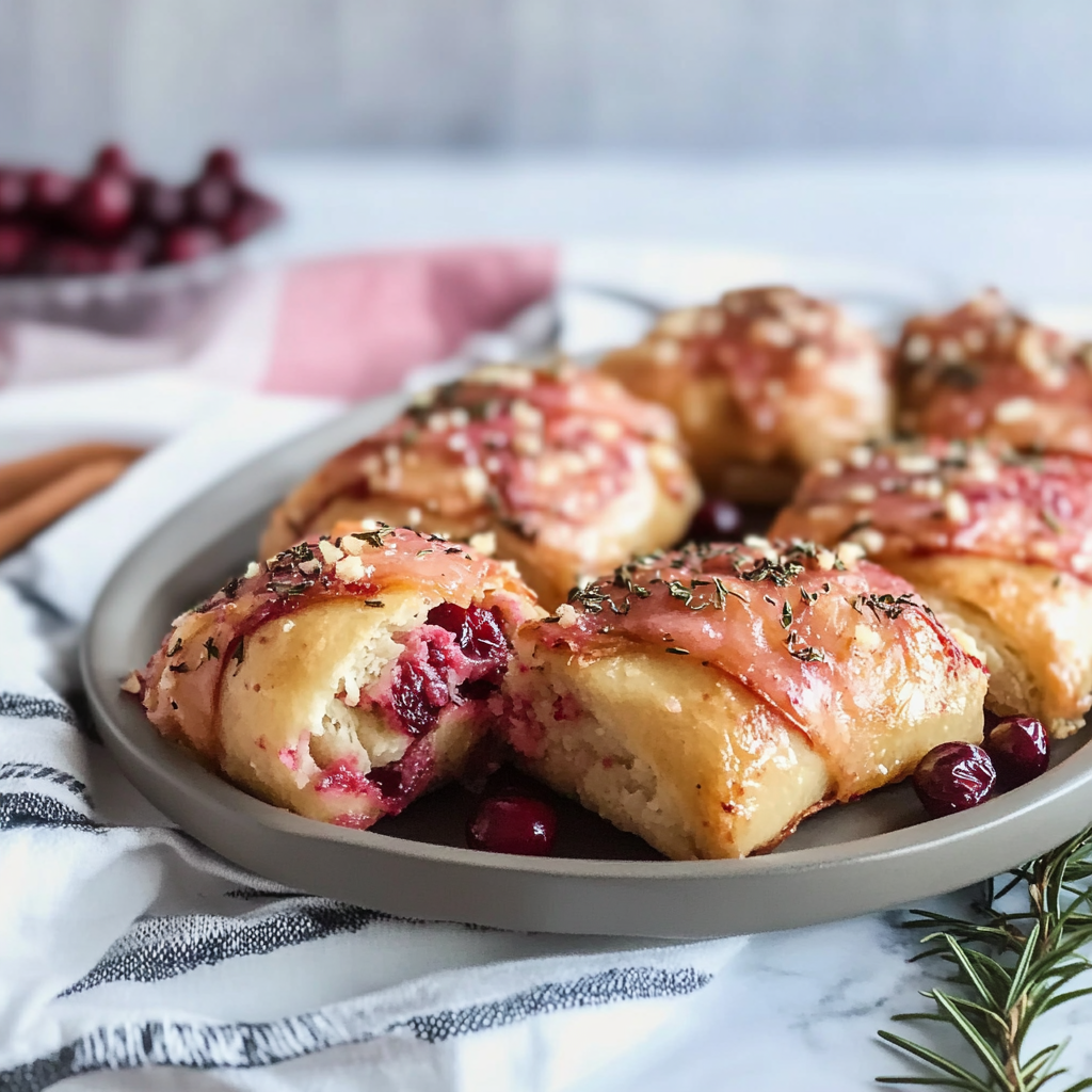 Recipe preparation for Buttery Cranberry Herb Rolls