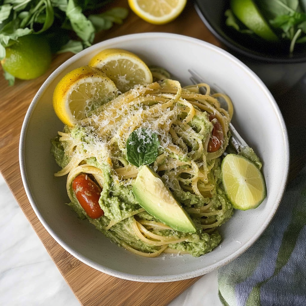 Recipe preparation for Creamy Avocado Lime Pasta