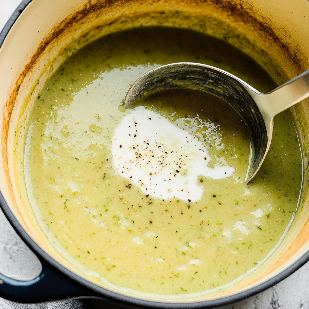 Recipe preparation for Creamy Zucchini Soup