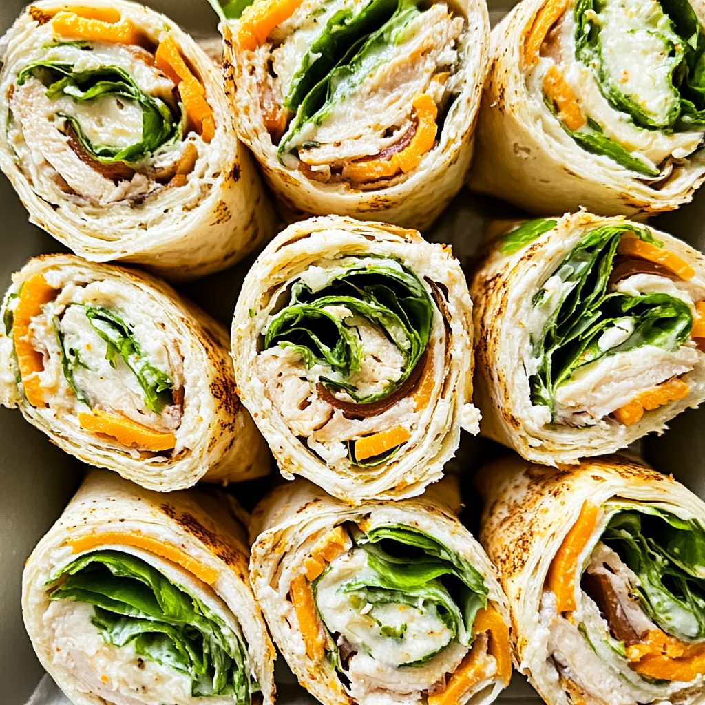 Recipe preparation for Turkey and Cheese Pinwheels