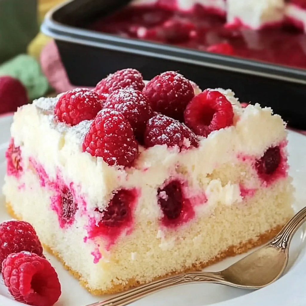 Recipe preparation for Sugared Raspberry Almond Cake Squares
