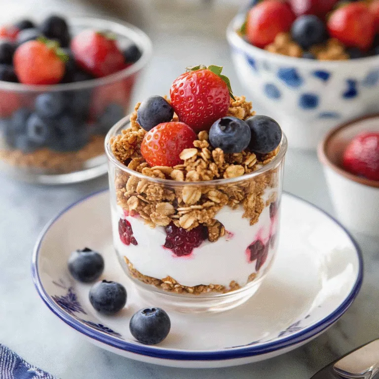 Festive Holiday Berry Yogurt Parfait with Granola Delight