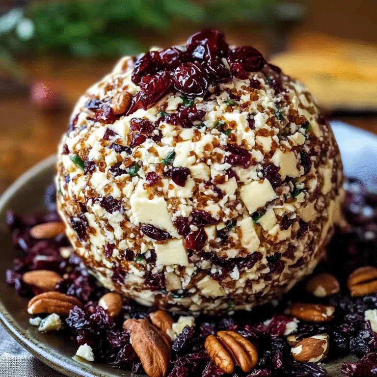 Festive Christmas Party Cheese Ball with Cranberries & Pecans