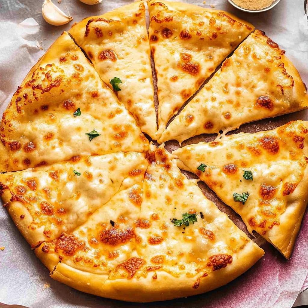 Recipe preparation for Garlic Butter Cheese Pizza
