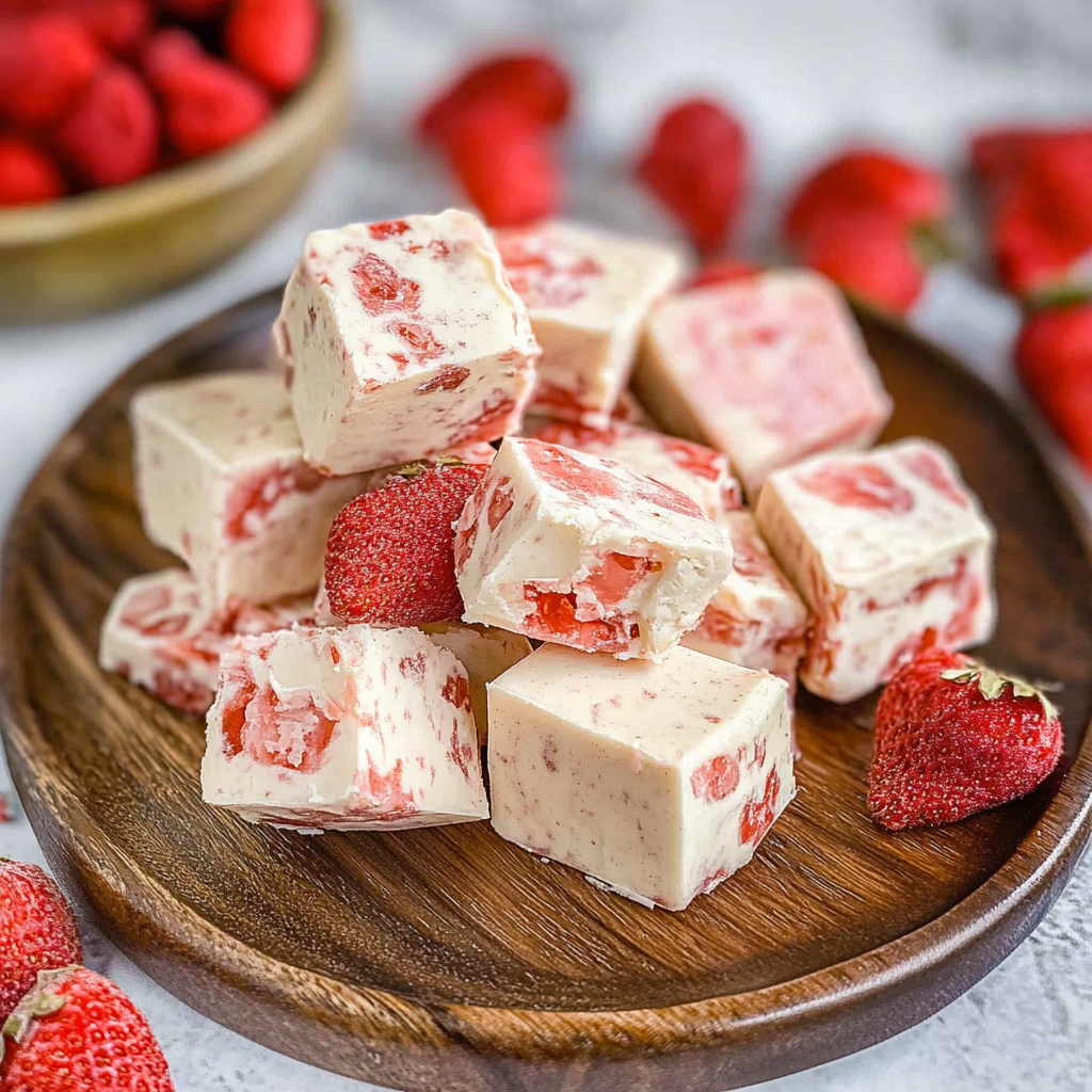 Recipe preparation for Sweetened Condensed Milk Fudge with Freeze-Dried Strawberries