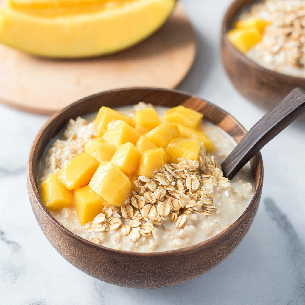 Recipe preparation for Mango Yogurt Oatmeal Bowls