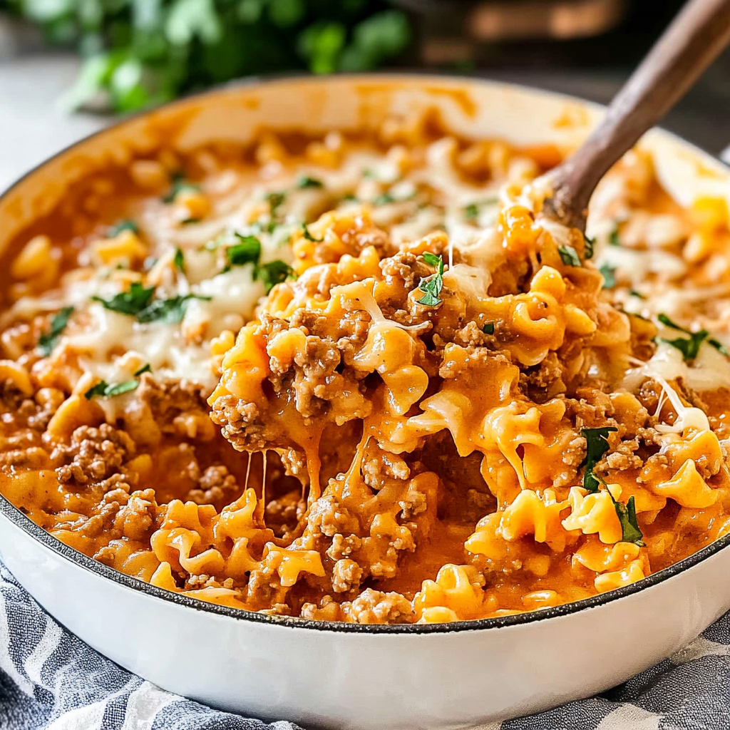 Recipe preparation for Cheesy Taco Pasta with Ground Turkey