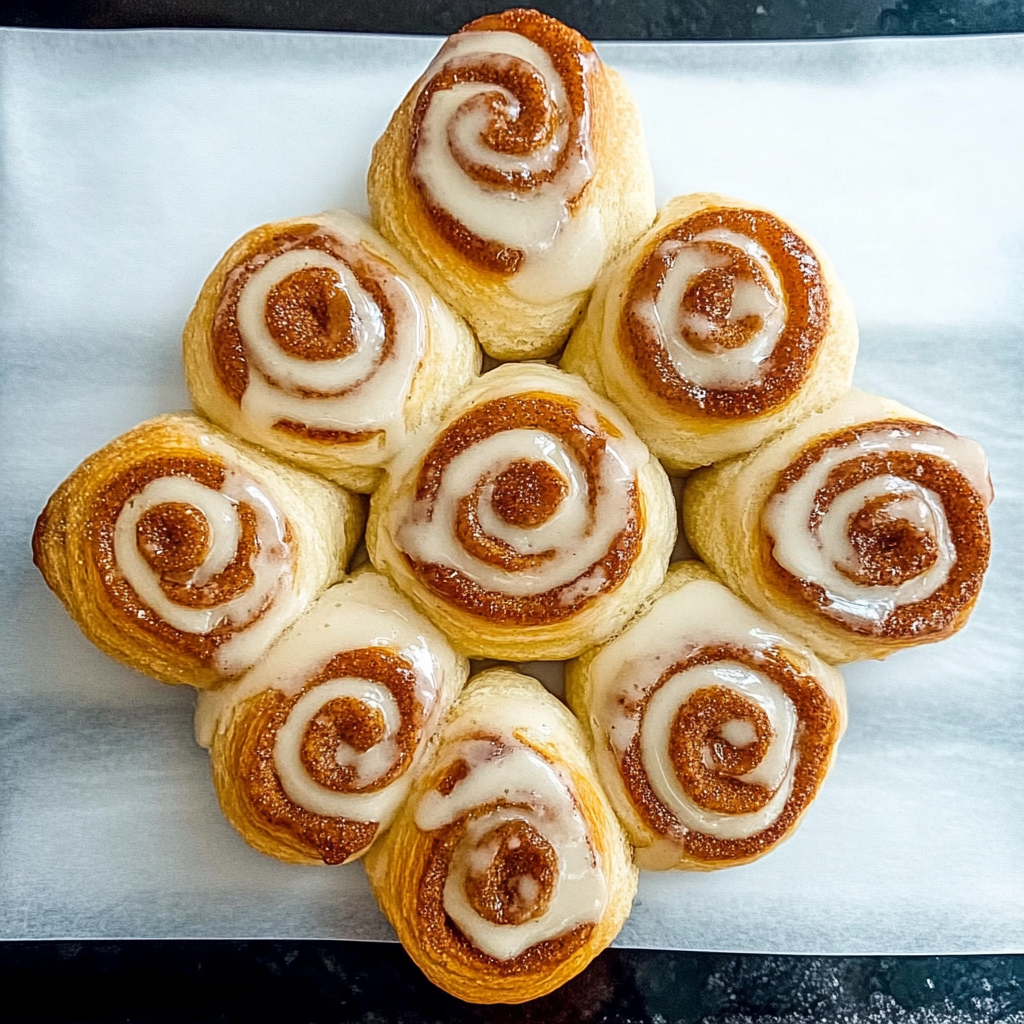 Recipe preparation for Mini Cinnamon Roll Christmas Trees