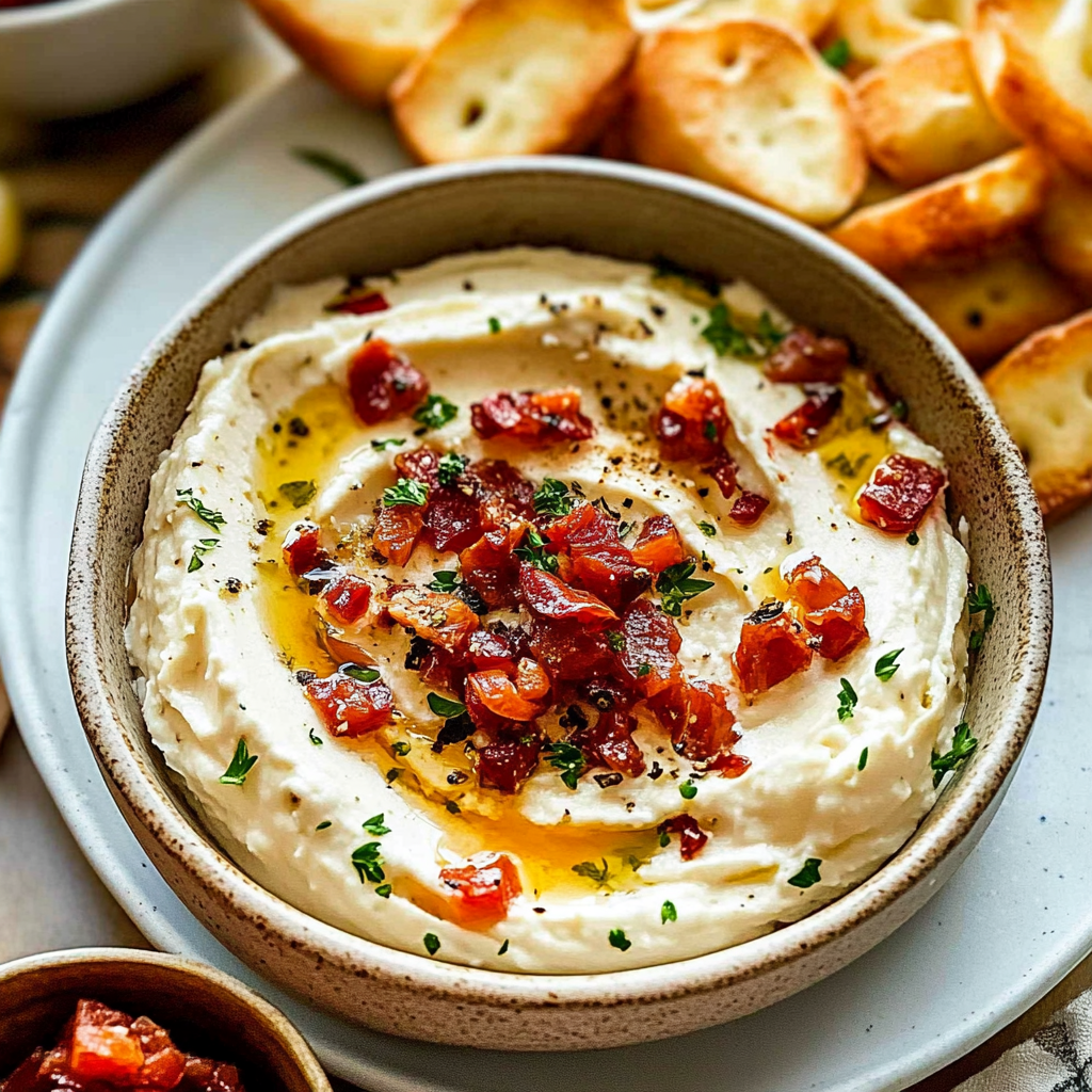 Recipe preparation for Roasted Red Pepper Goat Cheese Dip