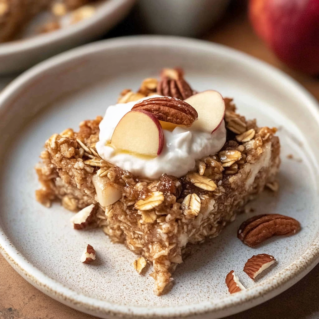Recipe preparation for Apple Cinnamon Baked Oatmeal Squares