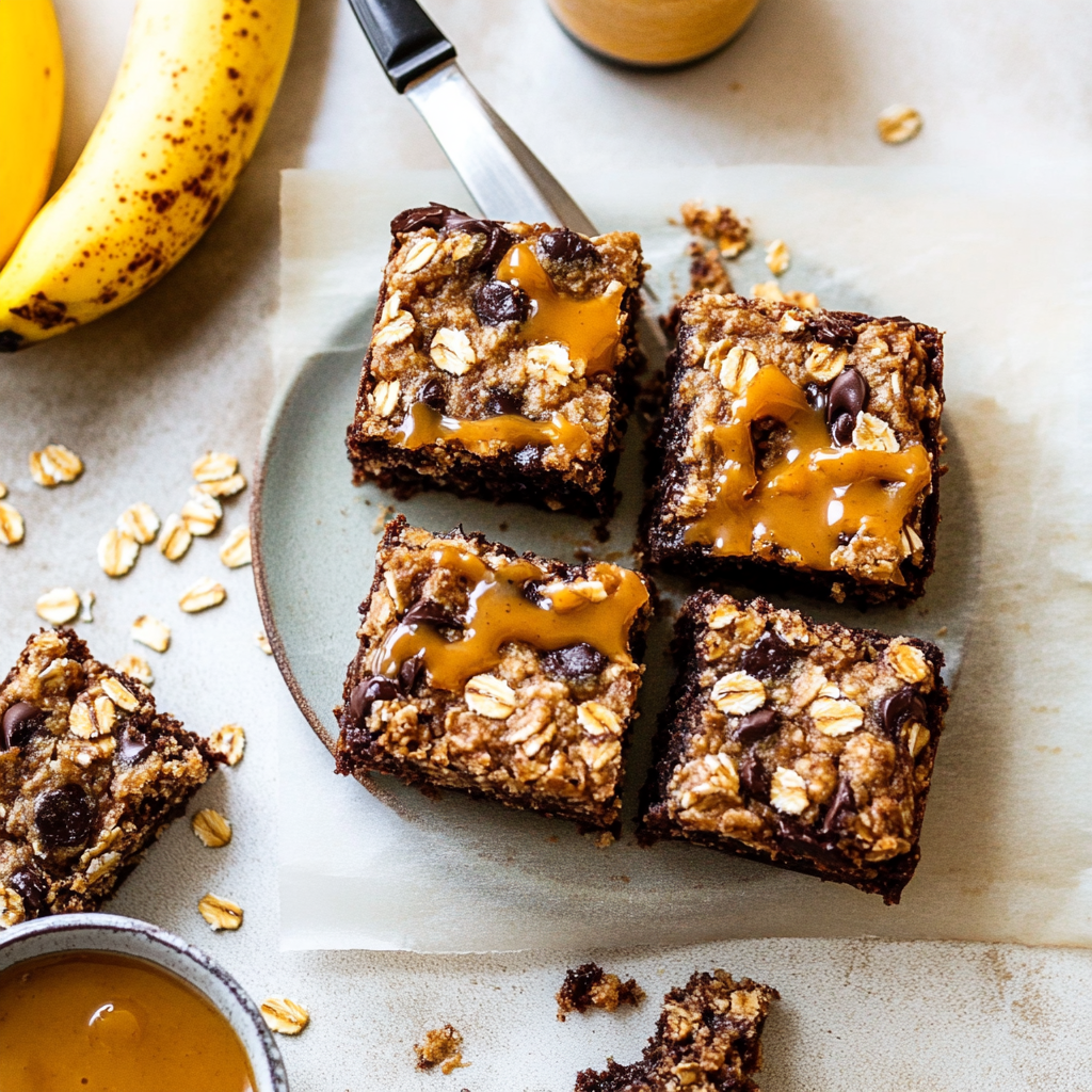 Recipe preparation for Peanut Butter Banana Oat Bars