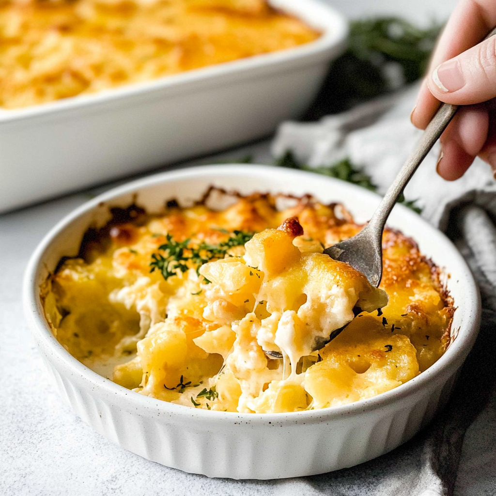 Recipe preparation for Make-Ahead Potato Breakfast Casserole with Sour Cream