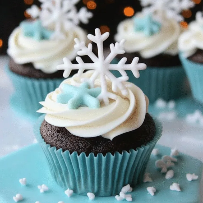 Magical Mini Winter Wonderland Cupcakes with Snowflake Toppers