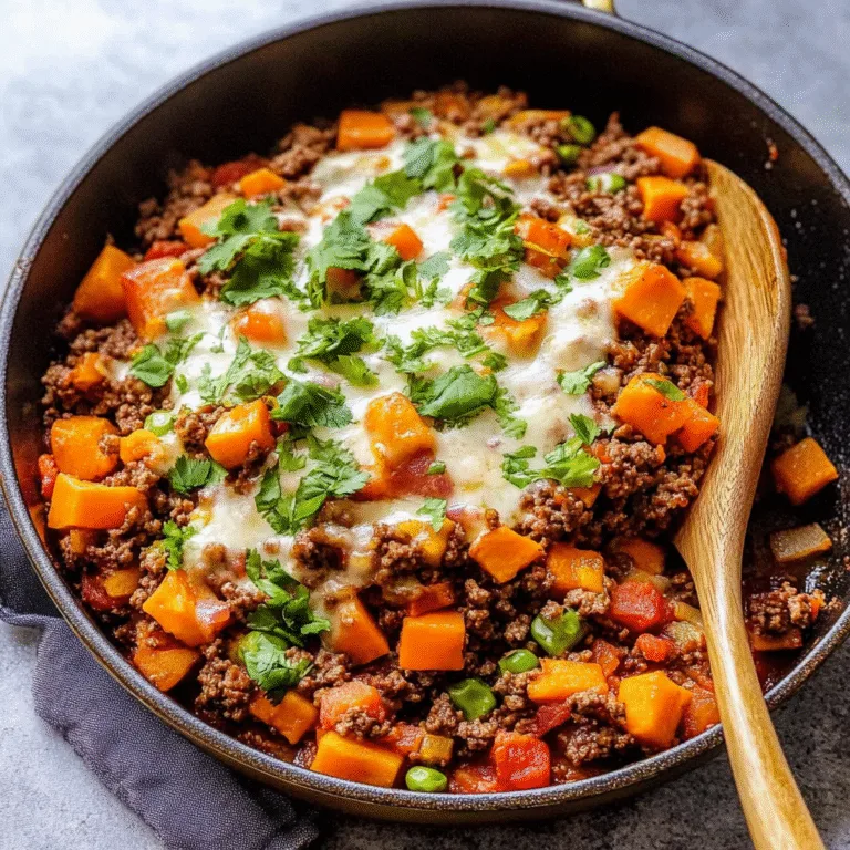 Irresistible Ground Beef & Sweet Potato Hash Skillet Recipe