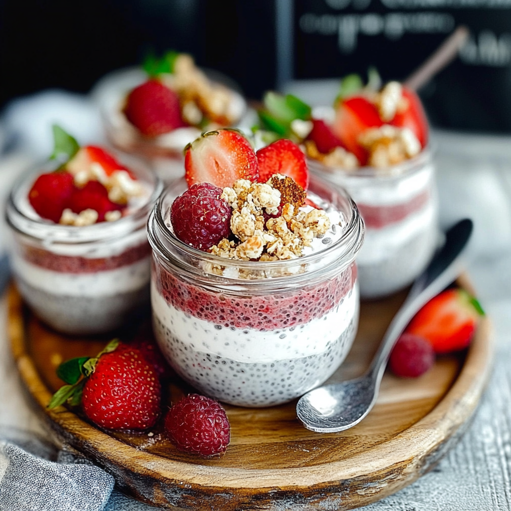 Recipe preparation for Healthy Strawberry Chia Pudding Parfait
