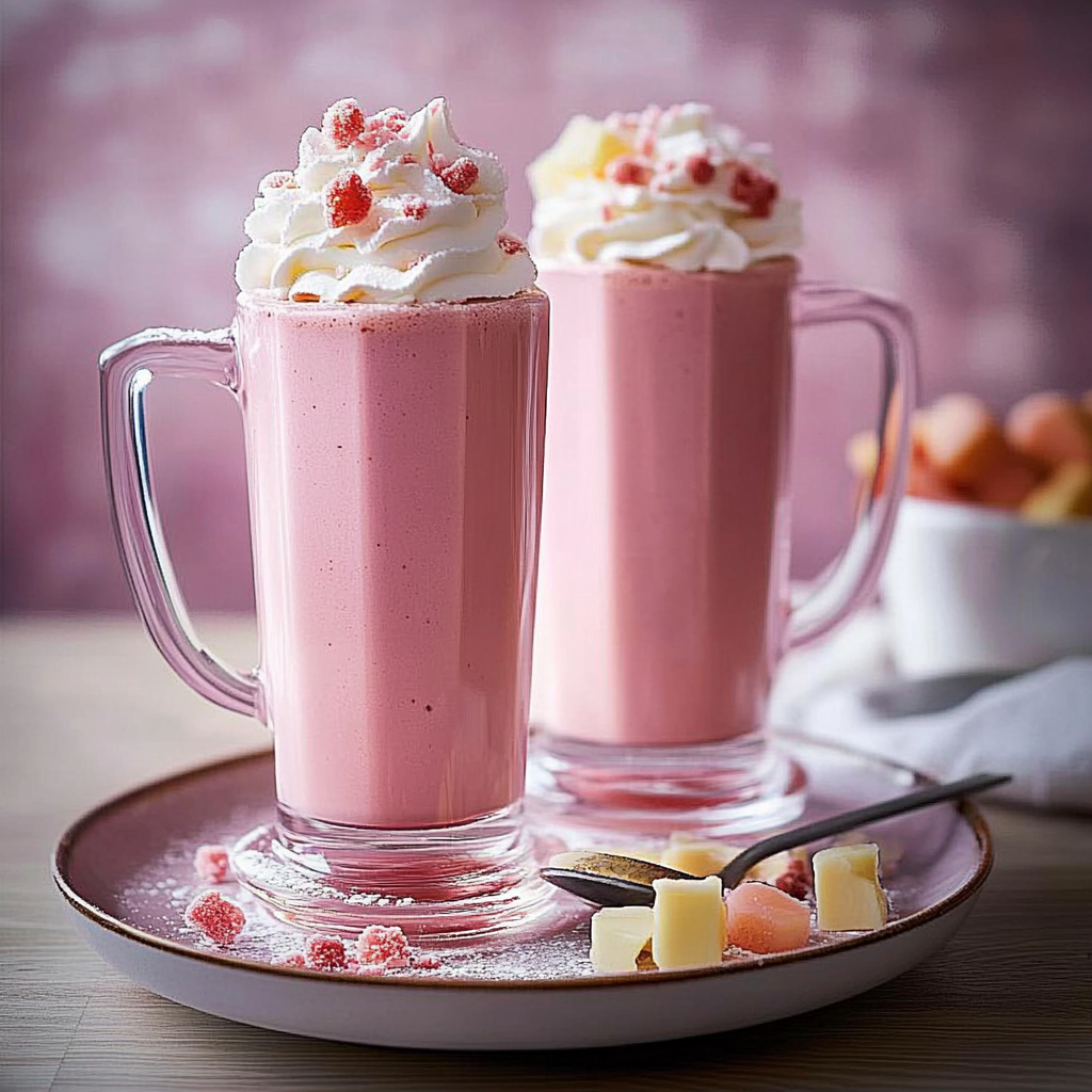 Recipe preparation for Pink Hot Chocolate