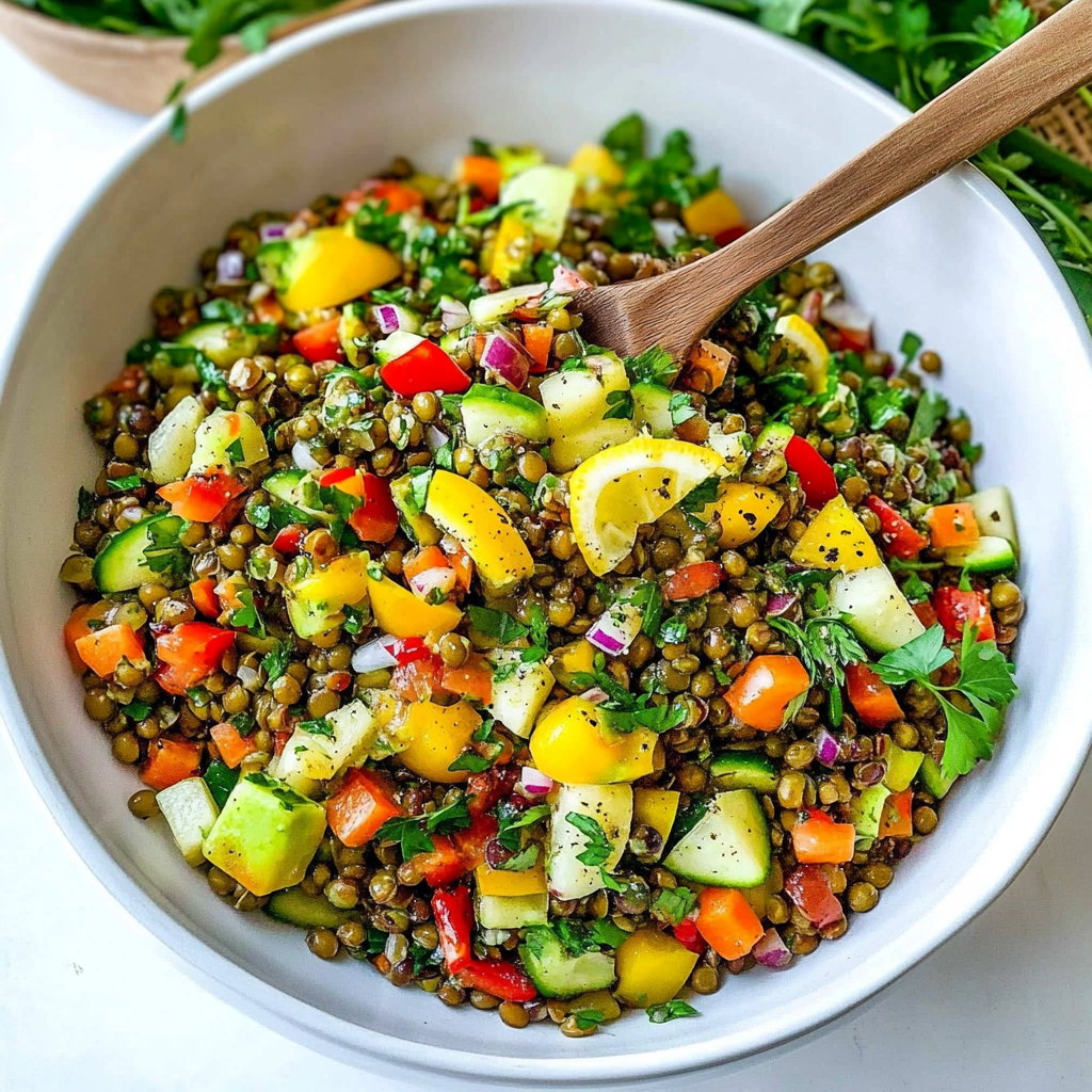 Recipe preparation for Lentil Salad with Lemon