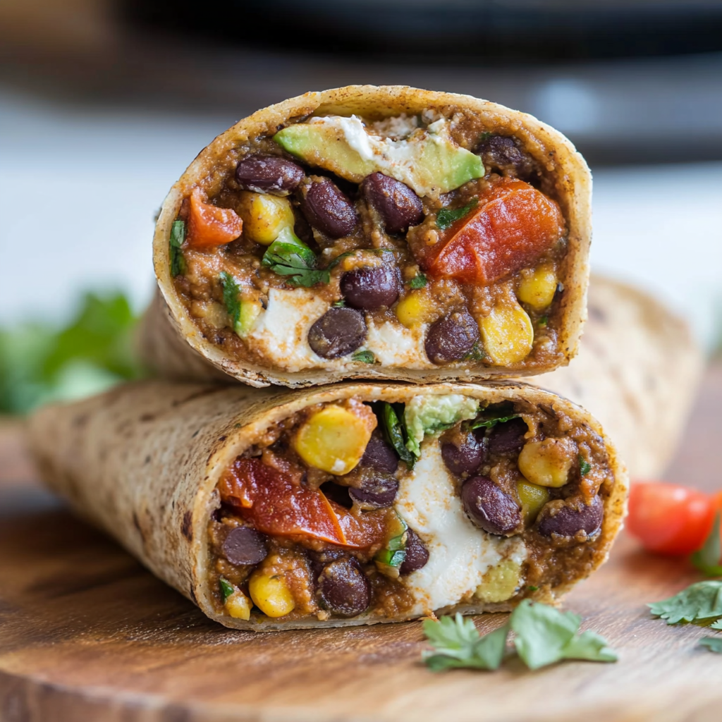 Recipe preparation for Chickpea & Black Bean Wraps
