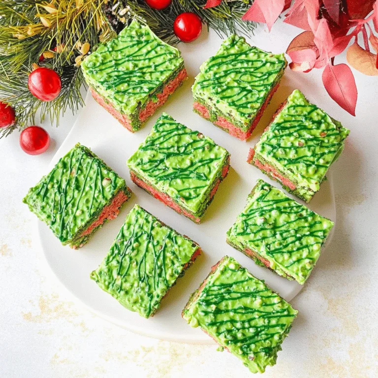 Irresistible Grinch Rice Krispie Treats with Green Swirl