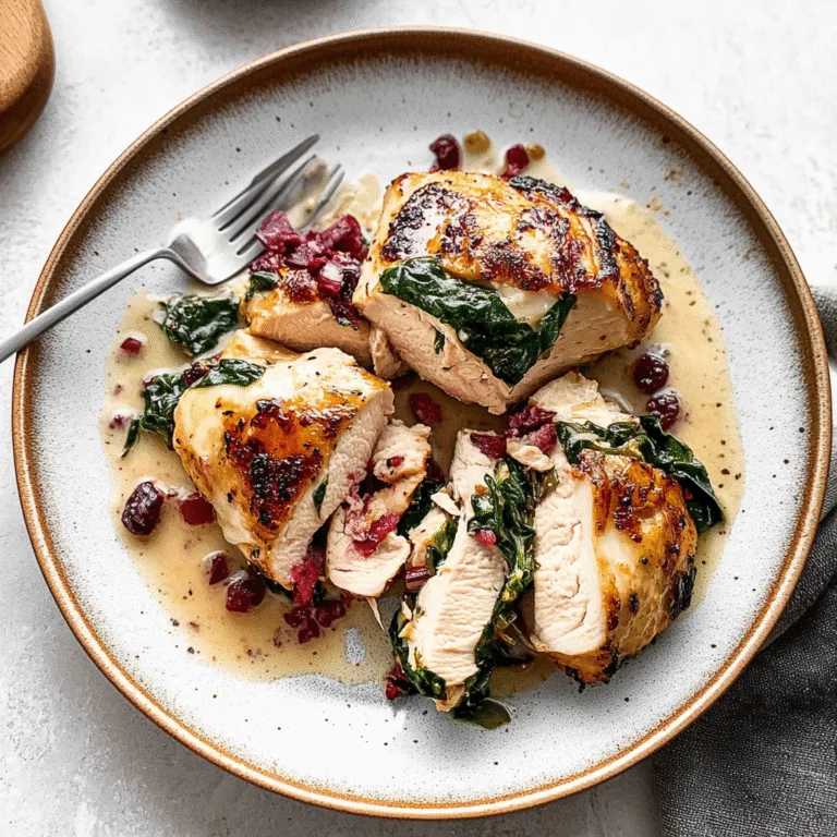 Cozy Winter Spinach & Cranberry Stuffed Chicken Recipe