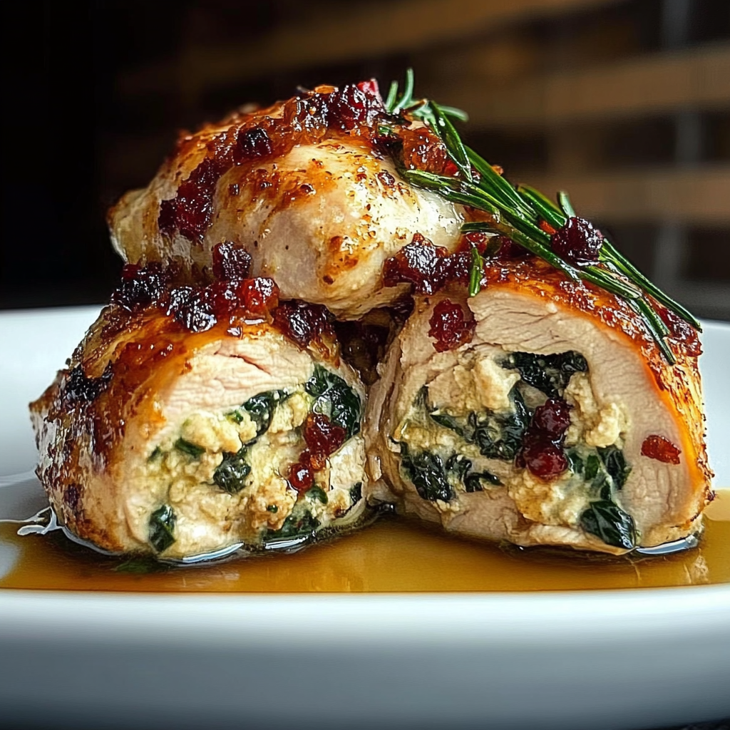 Recipe preparation for Winter Spinach & Cranberry Stuffed Chicken
