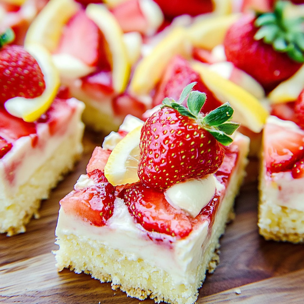 Recipe preparation for No-Bake Strawberry Lemon Cheesecake Squares