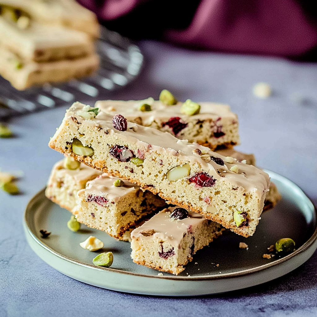 Recipe preparation for Pistachio Cranberry Biscotti Bites