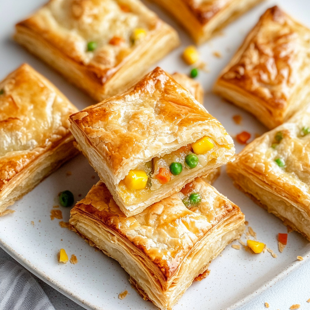 Recipe preparation for Chicken Puff Pastry Biscuit Squares