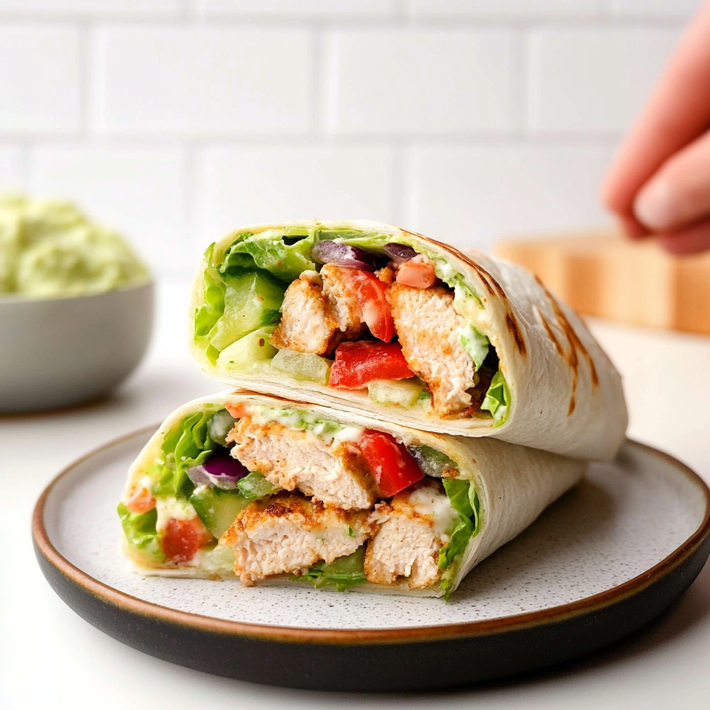 Recipe preparation for Chicken Honey-Lime Veggie Wrap