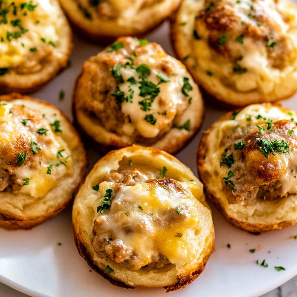 Recipe preparation for Sausage Egg Biscuit Cups