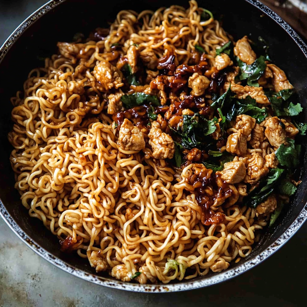 Recipe preparation for Spicy Ginger Chicken Noodle Bowls