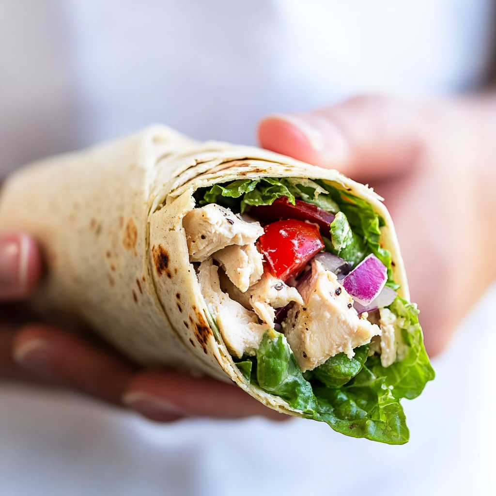 Recipe preparation for Greek Yogurt Chicken Wraps