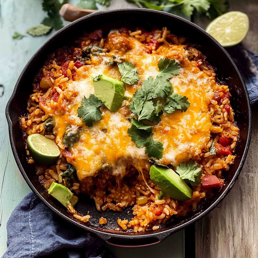 Recipe preparation for Cheesy Cuban-Inspired Chicken Rice Bake