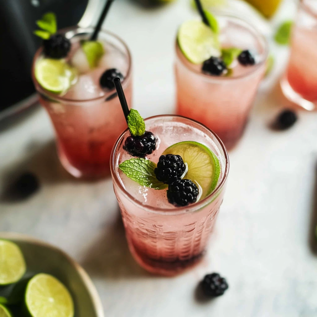 Recipe preparation for Blackberry Lime Prosecco Cocktails