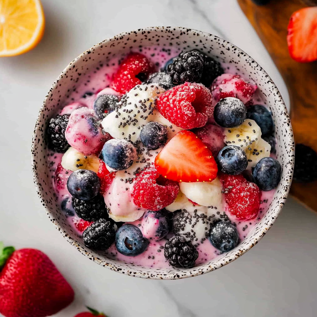 Recipe preparation for Winter Berry Yogurt Fruit Salad