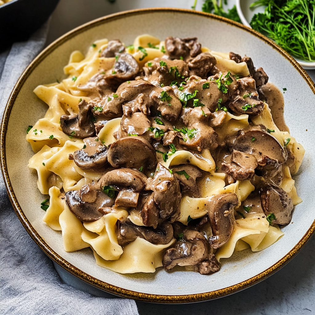 Recipe preparation for Beef Stroganoff