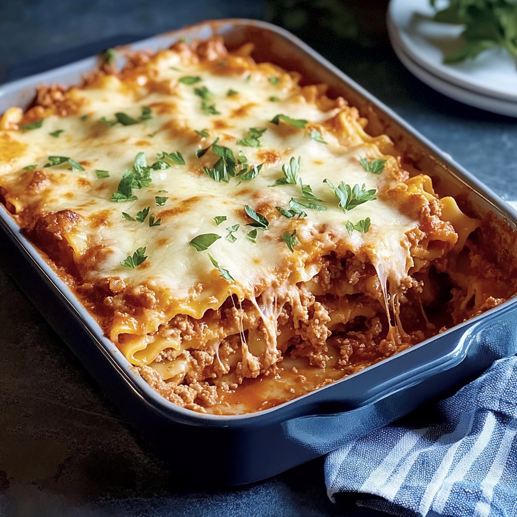 Recipe preparation for Classic Lasagna with Meat Sauce