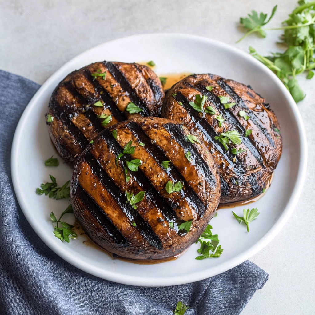 Recipe preparation for Grilled Portobello Mushrooms