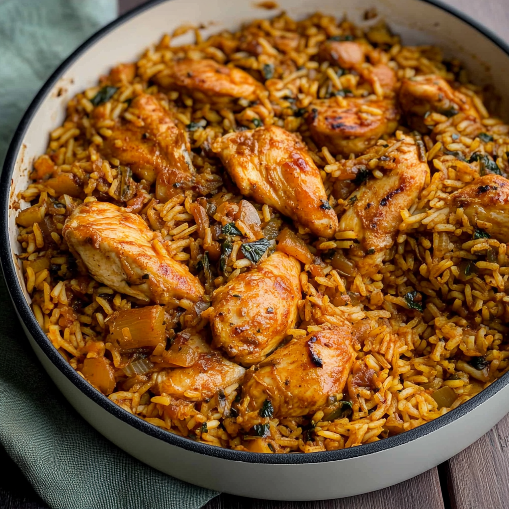 Recipe preparation for One Pot Shawarma Chicken And Rice