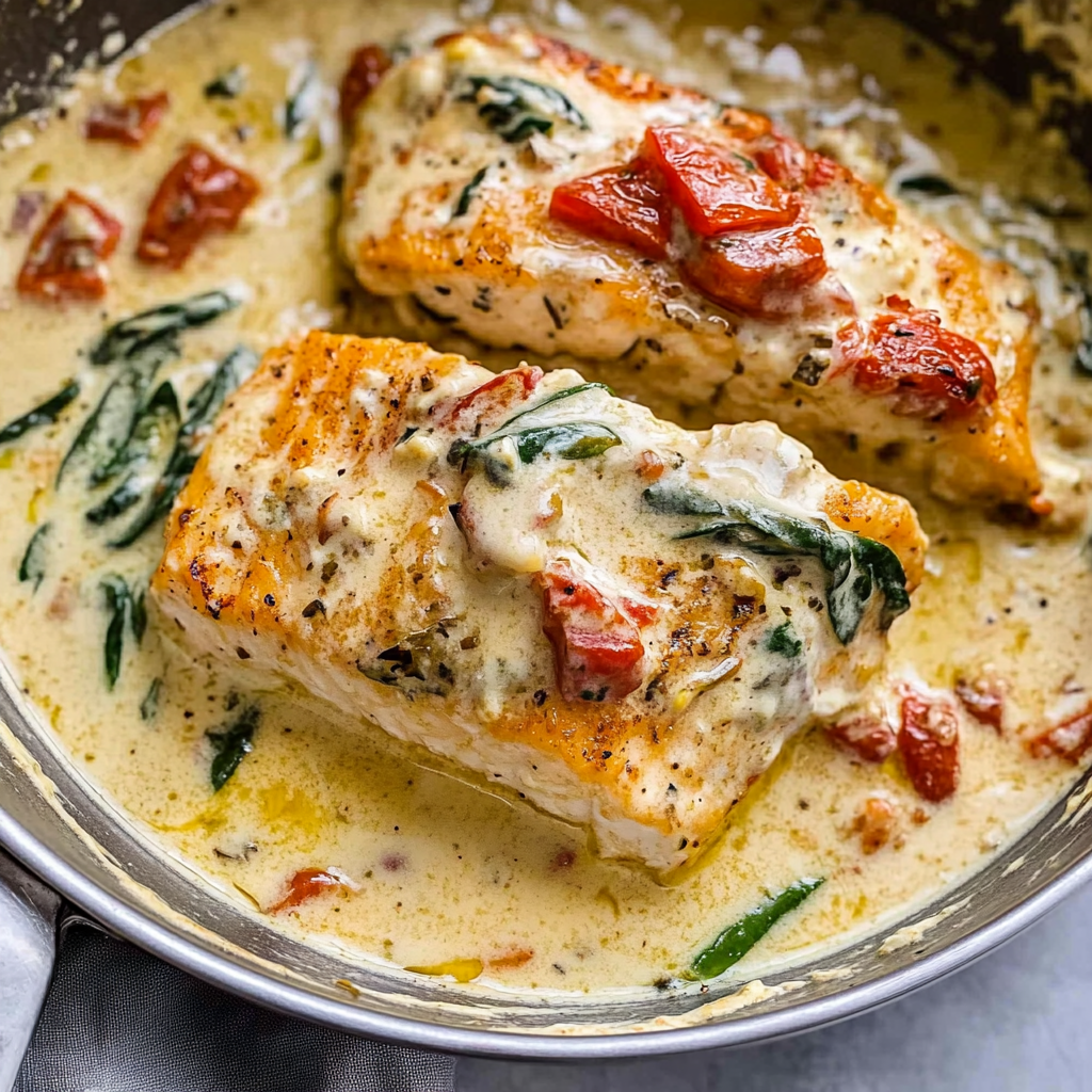 Recipe preparation for Creamy Tuscan Cod Fish