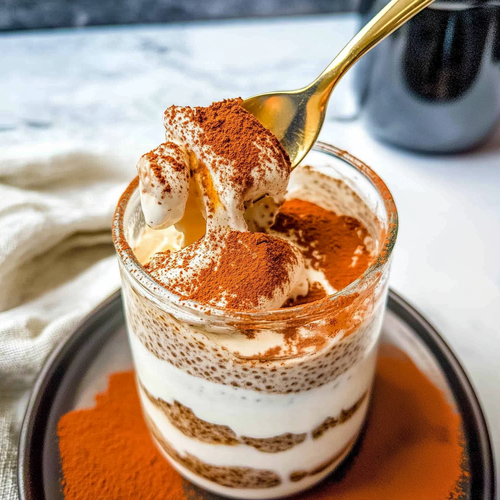 Recipe preparation for Tiramisu Chia Pudding