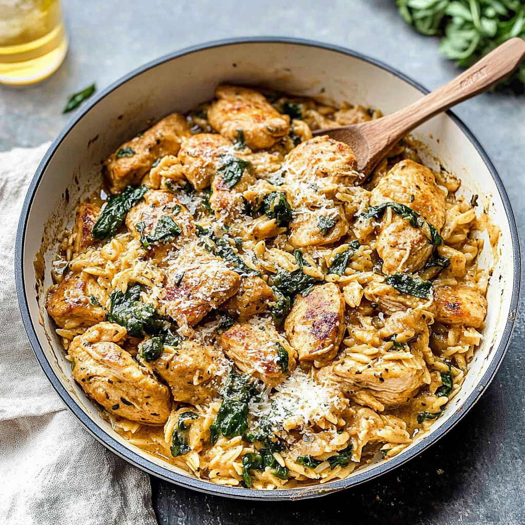 Recipe preparation for Balsamic Chicken Orzo