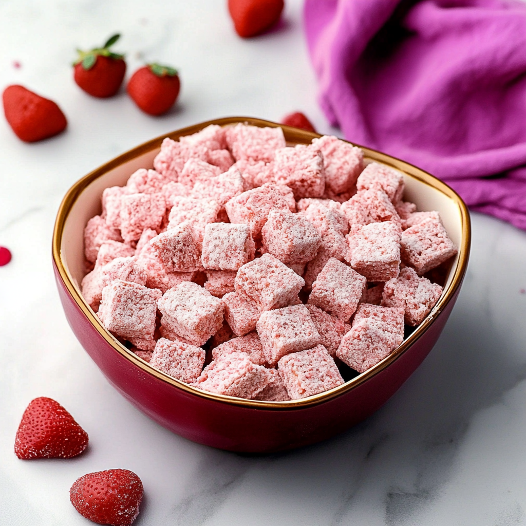 Recipe preparation for Pink Puppy Chow Mix